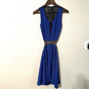 San Joy Royal Blue Backless Cutout Dress Size Small